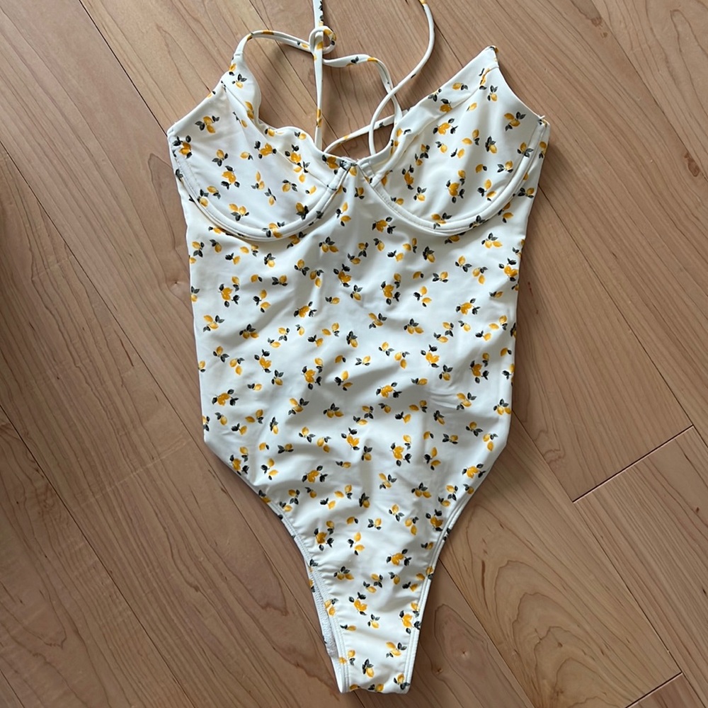 Abercrombie & Fitch Floral One Piece - White and Yellow
